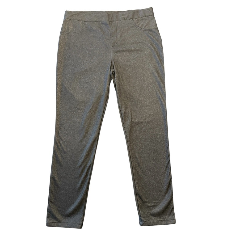 Gray‎ Metallic Shimmer Pull On Slim Leg Pants Large